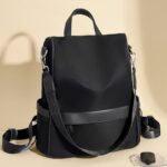 Anti-Theft Nylon Waterproof Backpack (Black)